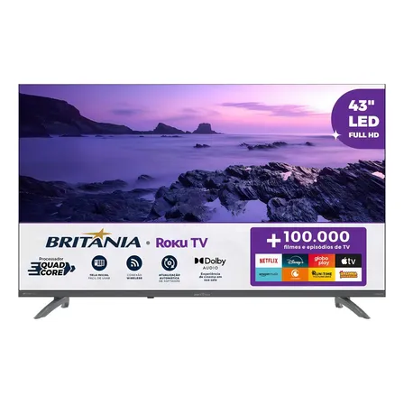 Smart Tv 43 Btv43va4regb Led Dolby Audio Roku Tv Cinza Britânia 127v/220v