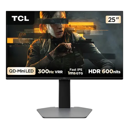 Monitor Gamer Tcl 25 Polegadas Qled Mini Led Full Hd G64 300hz 1ms (gtg) Freesync Hdr 600 Nits 25g64 Preto
