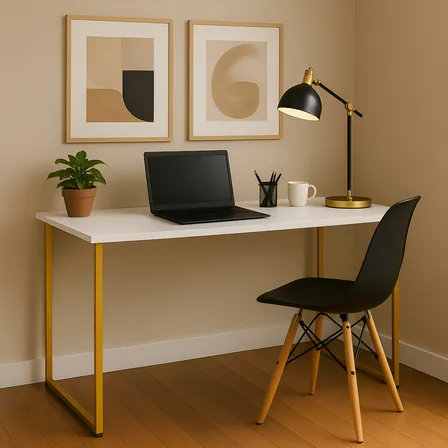 Escrivaninha Industrial 110cm  Mesa Estudo Aparador Pés Aço