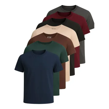 Kit 7 Camisetas Basica Lisa Algodão Premium Masculina