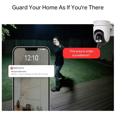 Mercusys Mc510 Câmera Segurança Wifi 2k 360° Externo Por Tp-link Branco