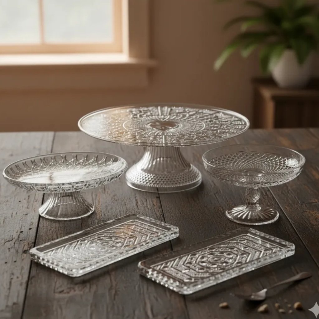 Kit 1 Boleira 30cm + 1 Doceira 19cm + 1 23cm + 2 Bandejas Festas Casamento Mesa Posta Aniversario Decoração
