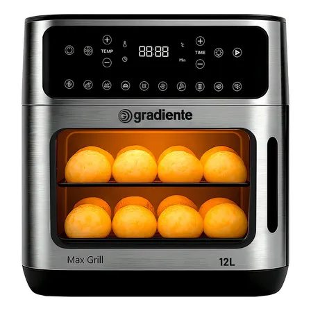 Fritadeira Elérica Air Fryer Forno Oven Gradiente Pgfo1200 12 Litros 4 Em 1 1900w 220v Cor Preta Inox Com Preto