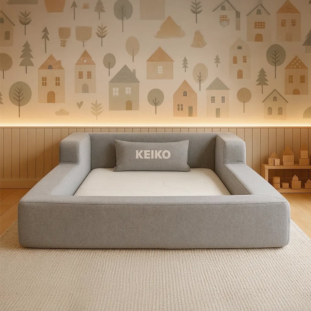 Cama Montessoriana Solteiro Aconchego 100% Espuma Cinza Keiko