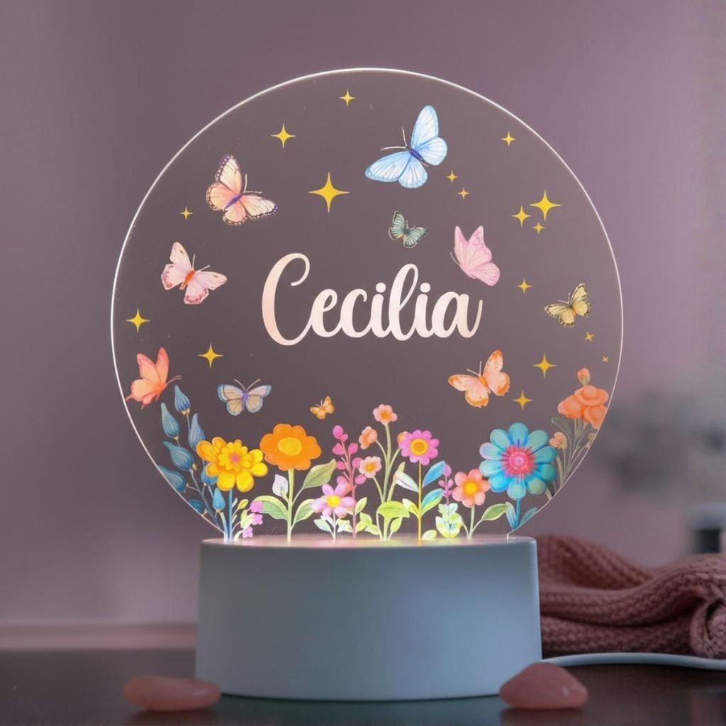 Luminária Para Quarto Menina Jardim Personalizada Com Nome A Sua Escolha Abajur Decoração Infantil