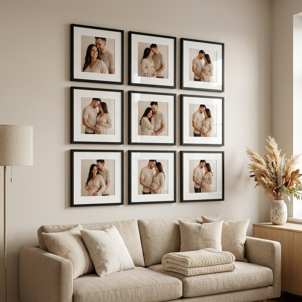 Kit 9 Quadros Decorativos Paspatur Minimalista Madeira Acrilico 23x23 Sala Quarto