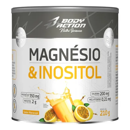 Magnésio E Inositol Taurina Melatonina 210g Bodyaction Sabor Maracujá