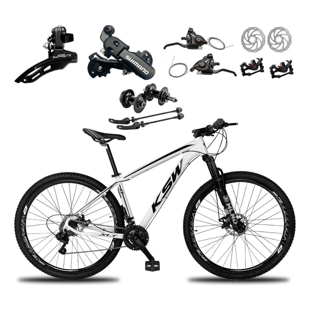 Bicicleta Aro 29 Ksw Xlt 21 Marchas Shimano E Freios A Disco Quadro 17 Branco