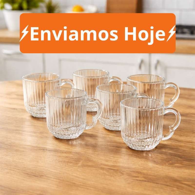 Jogo De Xicara De Luxo Vidro Com Borda Premium 180ml
