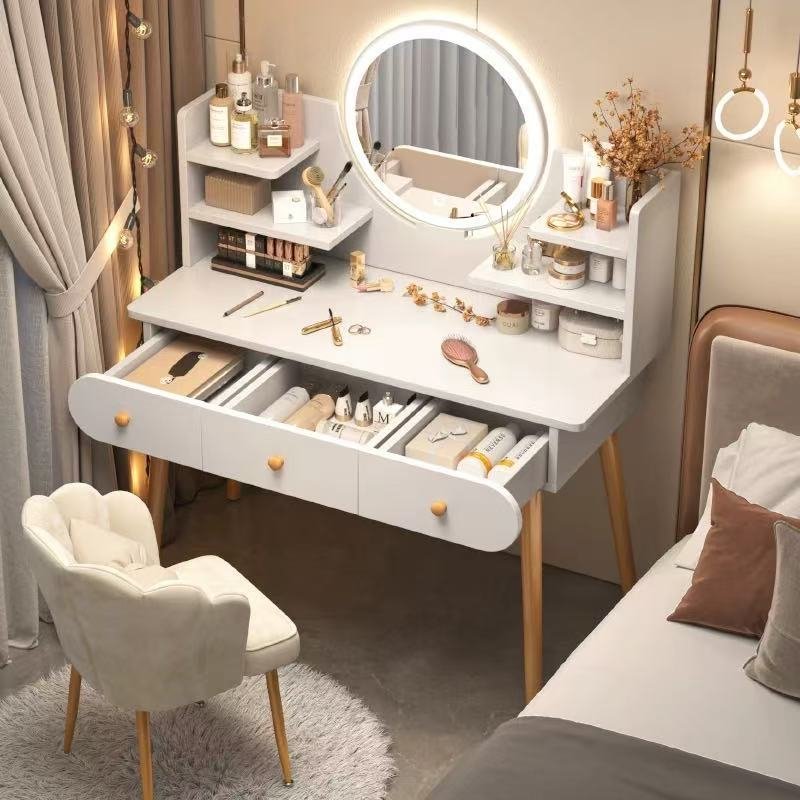 Penteadeira com espelho iluminado por LED e 3 gavetas