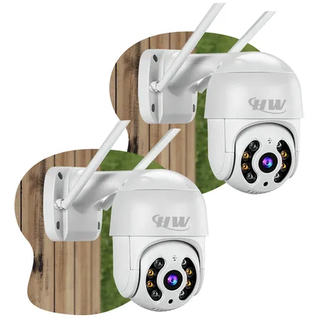 Kit 2 Câmera Segurança Ip Interna Externa Wifi Icsee Infravermelho Prova Dágua - Hw Branco