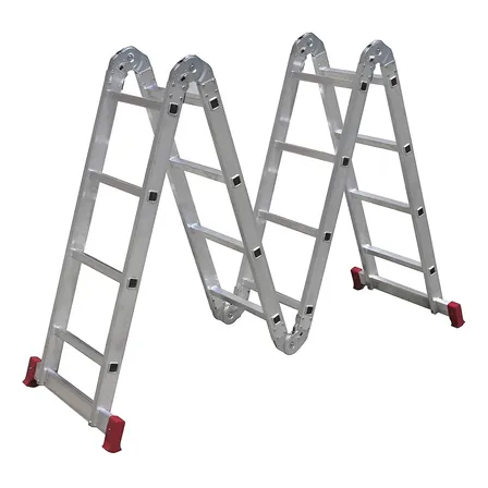 Escada Multifuncional De Alumínio 4x4 Com 16 Degraus Dobrável E Articulada Botafogo  Leve E Resistente