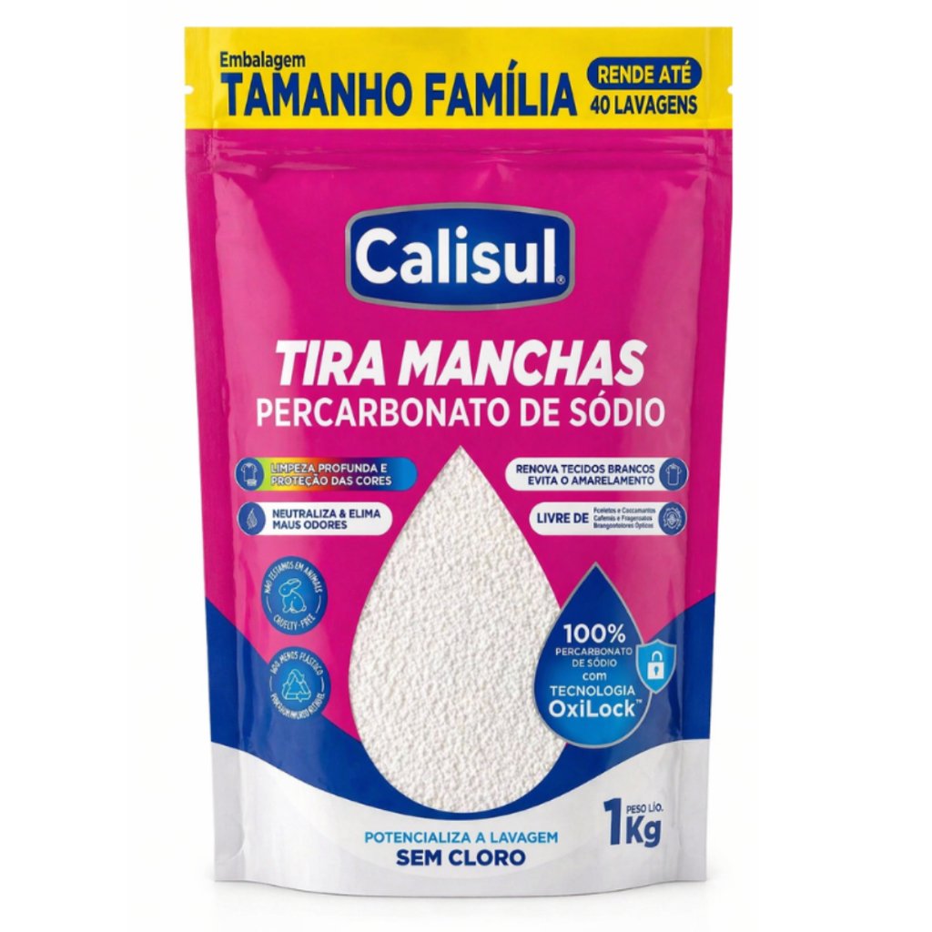Percarbonato de Sódio Calisul 100% Puro Granulado Tira Manchas Roupas Brancas e Coloridas