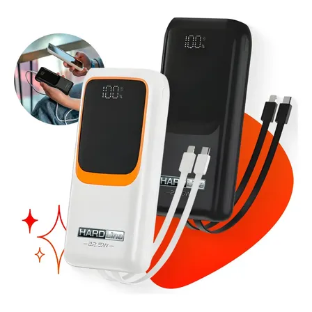 Carregador Portátil Power Bank Turbo 20000mah 22.5w Universal Para iPhone Samsung Motorlola Xiaomi Com Display Digital Preto Ou Branco- Hardline Preto/branco
