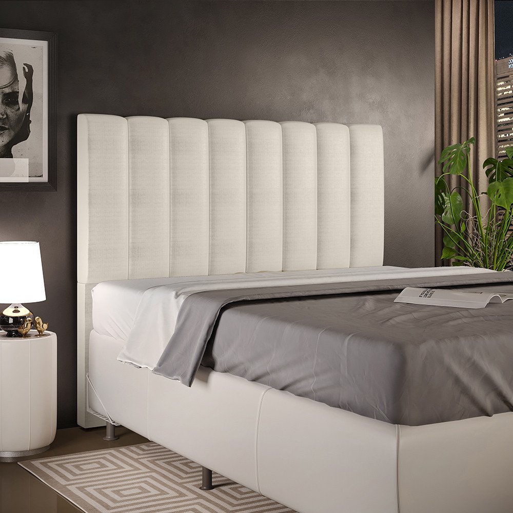 Cabeceira Cama Box Casal 140 Cm Dália W01 Facto Pérola Metalizado - Lyam Decor