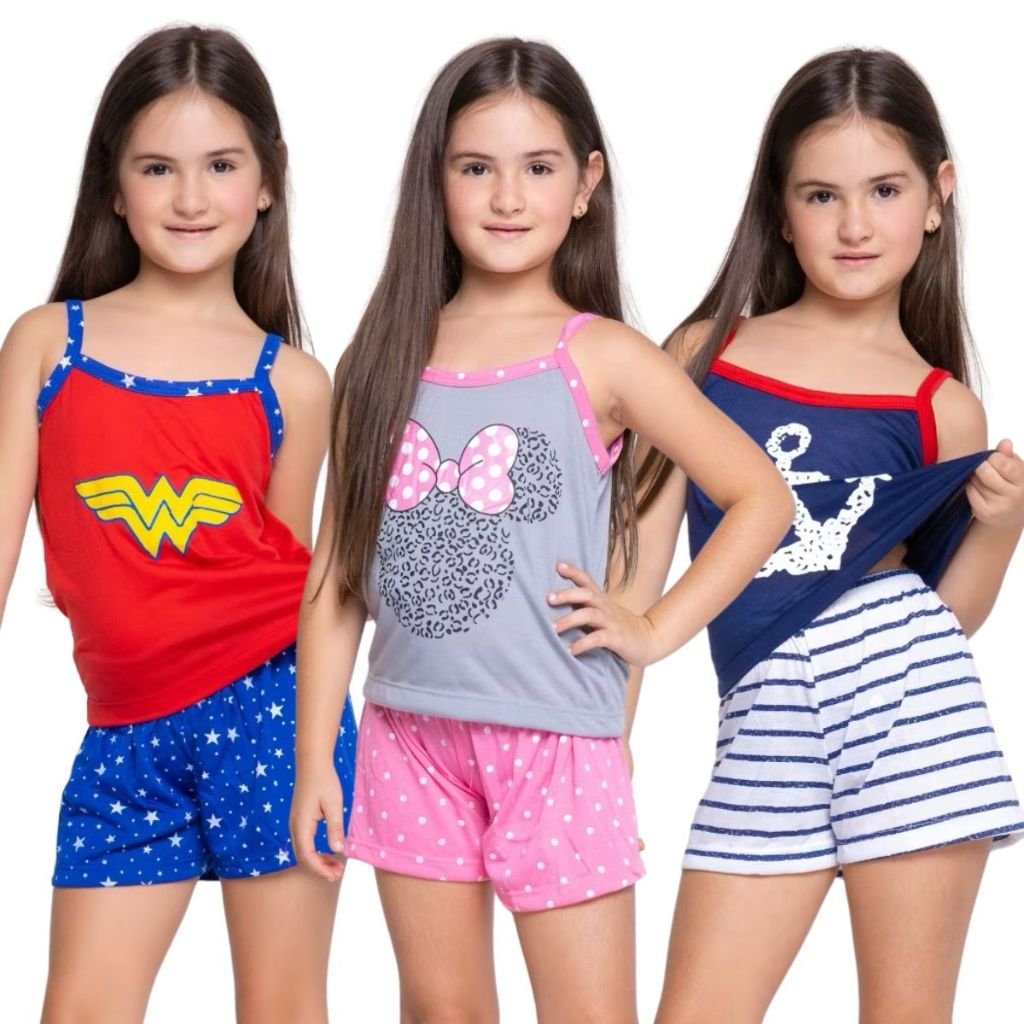 Baby Doll Infantil Alcinha Estampado / Roupa de Dormir / Pijama Infantil