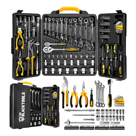 Caixa Jogo De Ferramentas 110 Peças Aço Cromo Vanádio Completo Maleta Para Mecânico Profissional Ttk110 The Black Tools Prateado