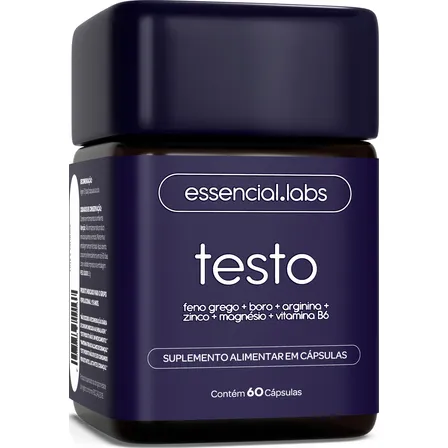 Testo Essencial - Fórmula Exclusiva Com Feno Grego + Boro + Arginina + Zma + Vitamina B6 - Precursor Da Testosterona - 60 Cápsulas Sem Sabor