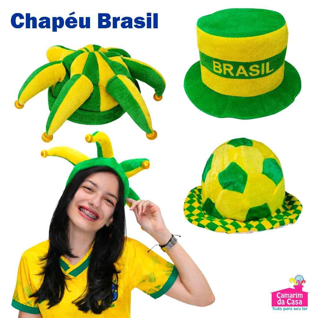 Chapéu do Brasil Copa do Mundo Torcedor Modelo Cartola Bola Arlequim Touca Bandana Diversos Modelos