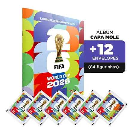 Àlbum Copa Do Mundo Fifa 2026 + 84 Figurinhas Capa mole (12 envelopes)
