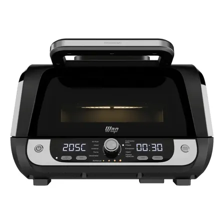 Fritadeira Elétrica Air Fryer WAP Cozinha Barbecue com Painel Digital e 12 Funções Preto e cinza