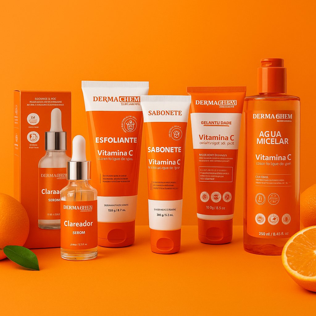 Serum Vitamina C Kit Skin Care Clareador Manchas Sabonete Esfoliante Gel Água Micelar Antioxidante