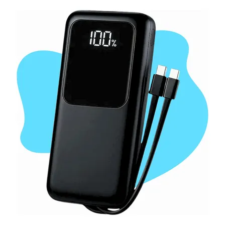 Carregador Portátil 20000 Turbo 22.5w Power Bank Premium Universal Rápido Voo Transporte Aéreo Para Samsung iPhone Xiaomi Motorola Celular Smartwatch Tablet Casenn Preto