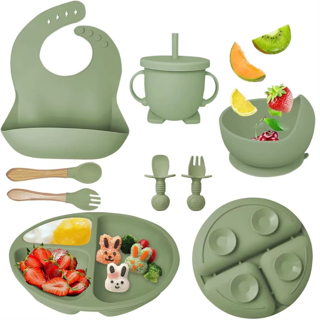 Kit 8 Peças de Talheres de Silicone para Bebês e Crianças preco boa